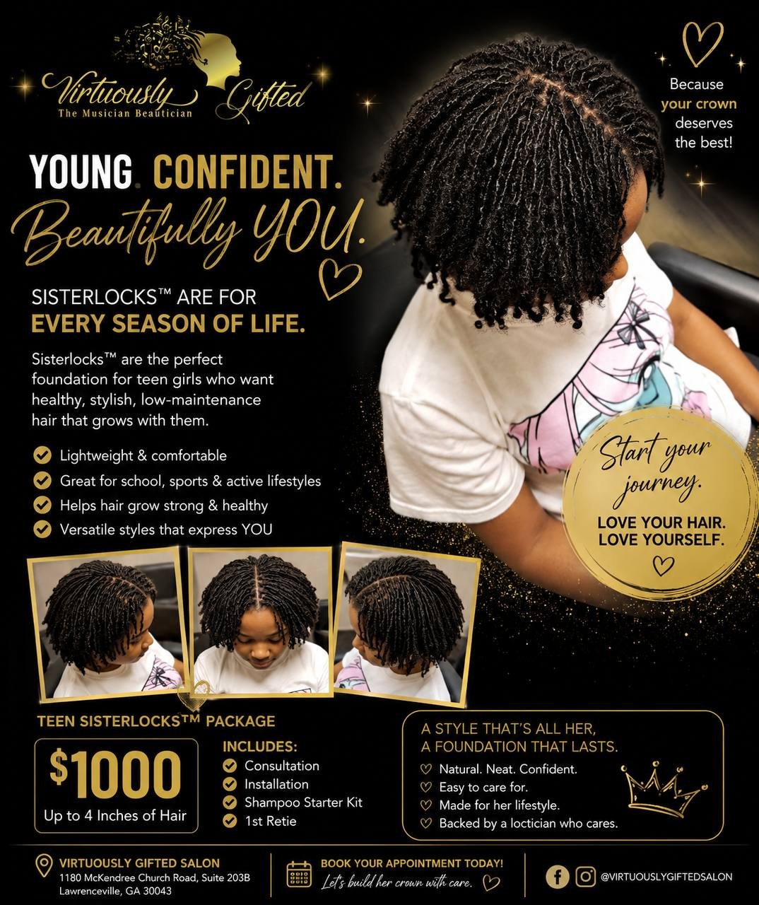 Fresh Sisterlocks install with uniform locs